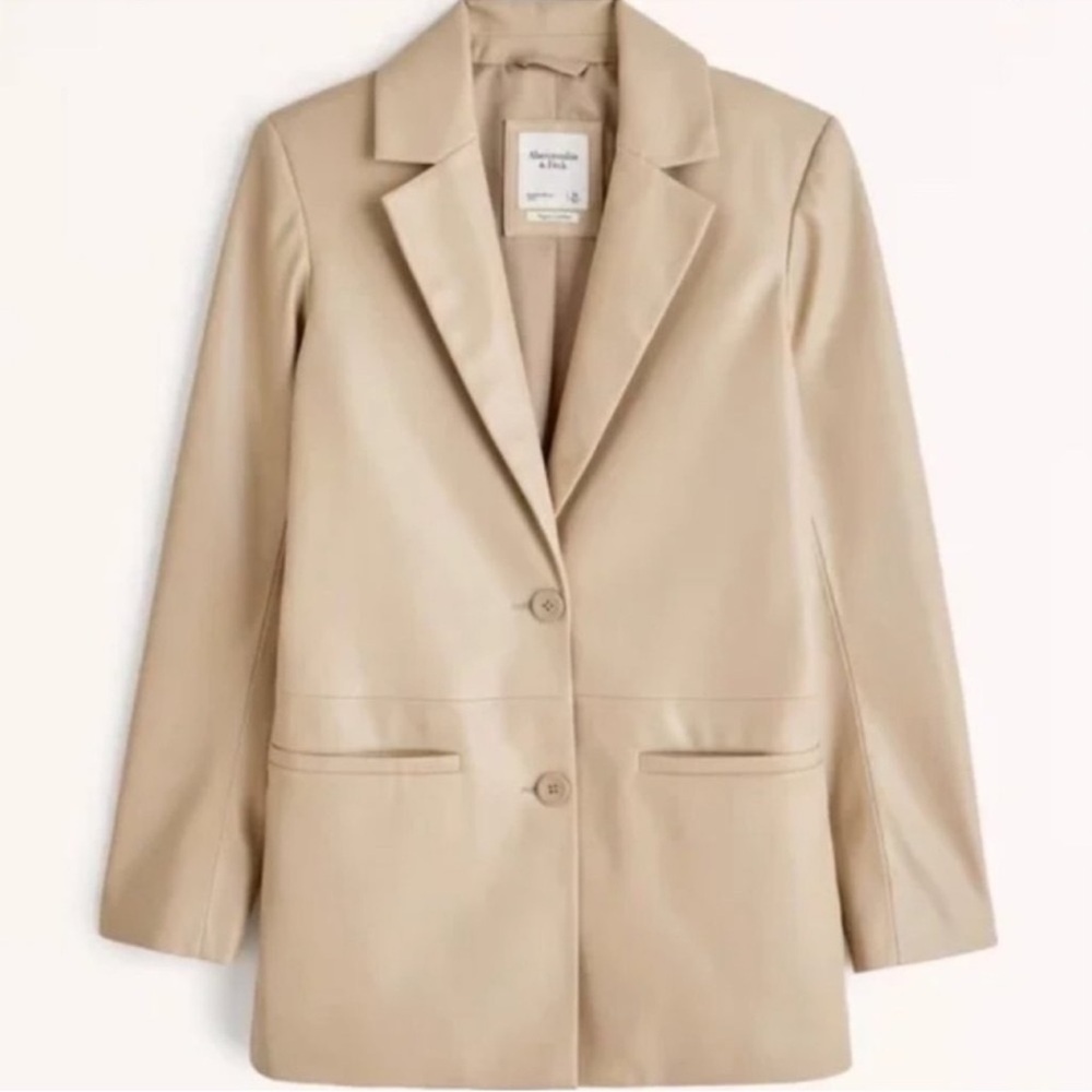 Abercrombie & Fitch Beige Oversized Tailored Blazer Jacket Single Button Sz S